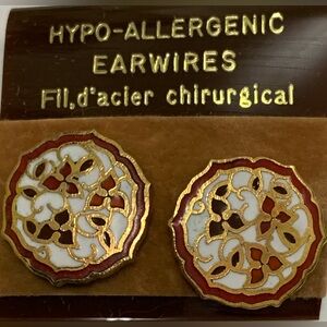 Vintage mini triquetra Cloisonné Earrings Studs